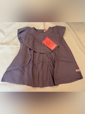 RuffleButts Icy Purple Shoulder Ruffle Dress